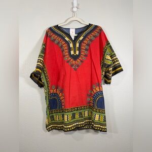 Rubie's Dashiki Tunic Red Multicolored African Shirt Dress Women Male Standard